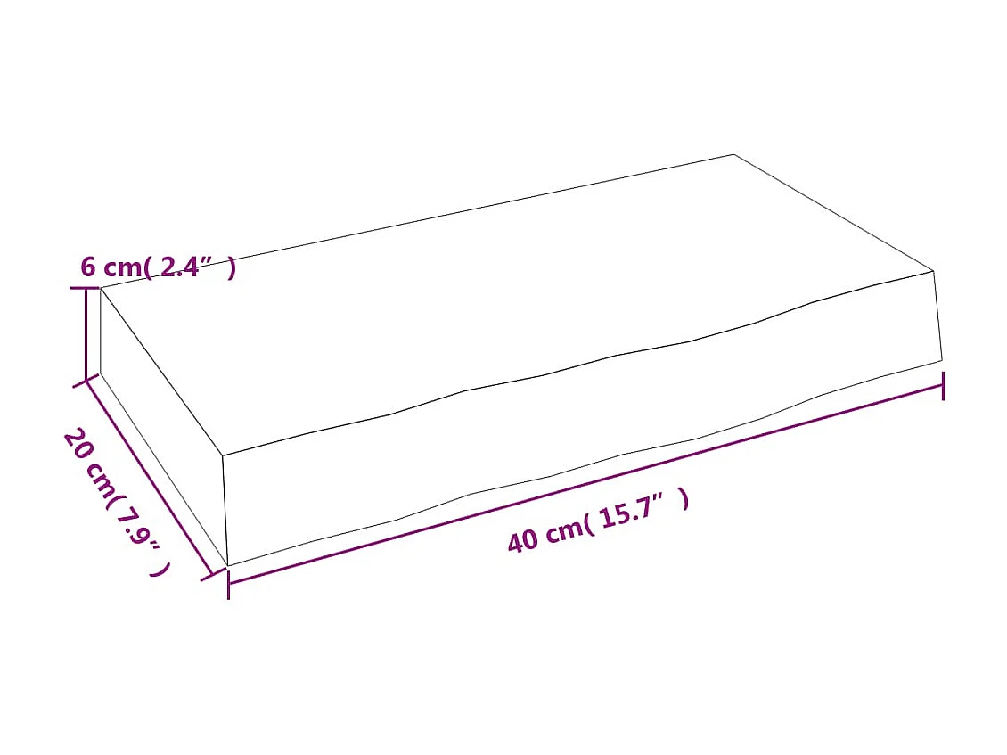 Étagère murale marron clair 40x20x6 bois chêne massif traité