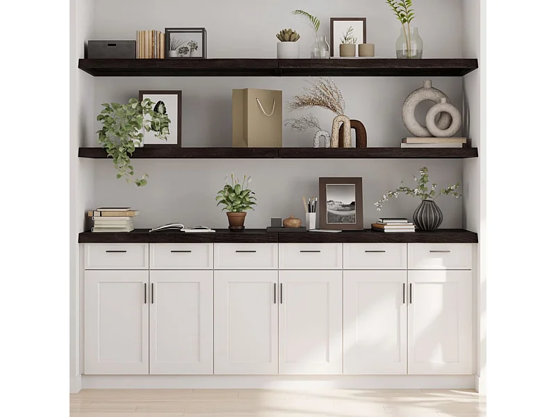 Étagère murale marron foncé bois chêne massif traité