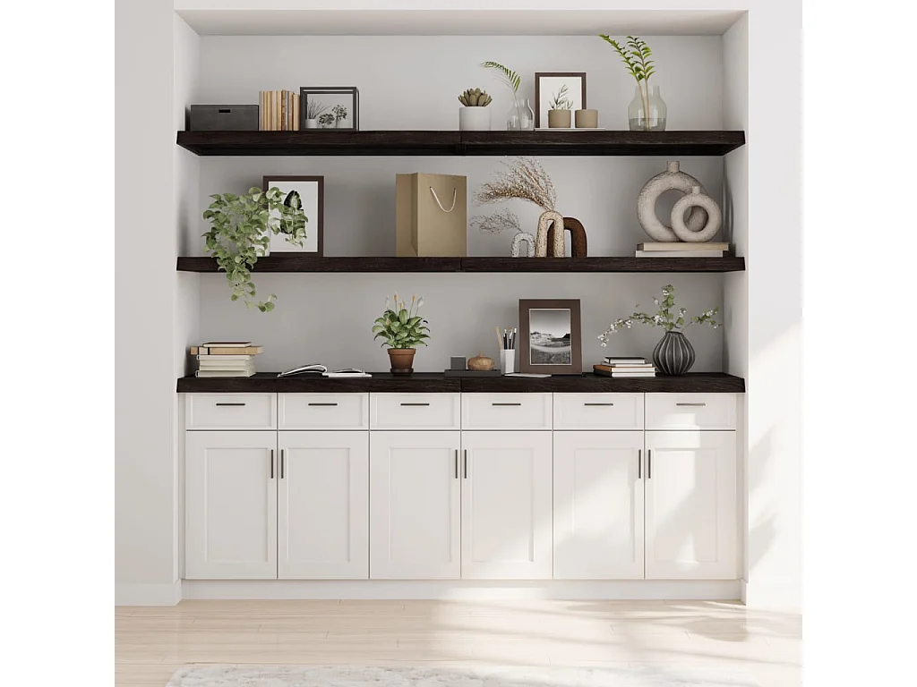 Étagère murale marron foncé bois chêne massif traité