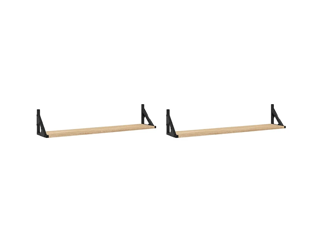 Étagères murales 2pcs chêne sonoma 80x15x15,5 bois ingénierie