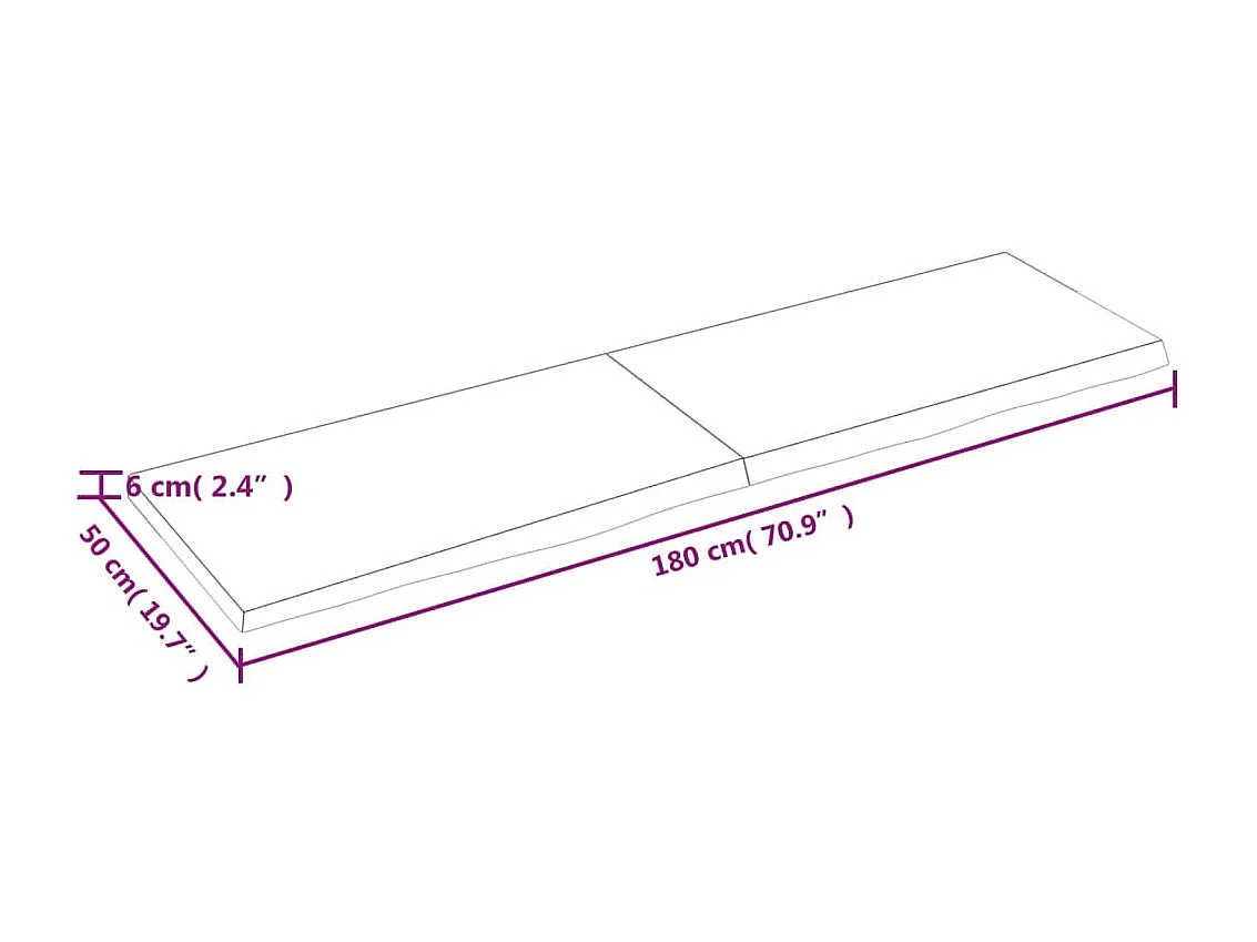 Étagère murale 180x50x(2-6) cm bois de chêne massif non traité
