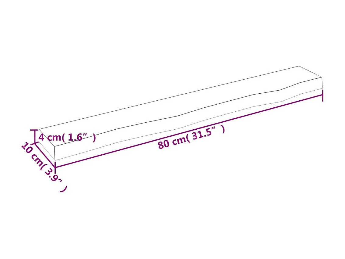 Étagère murale marron foncé 80x10x4 bois chêne massif traité