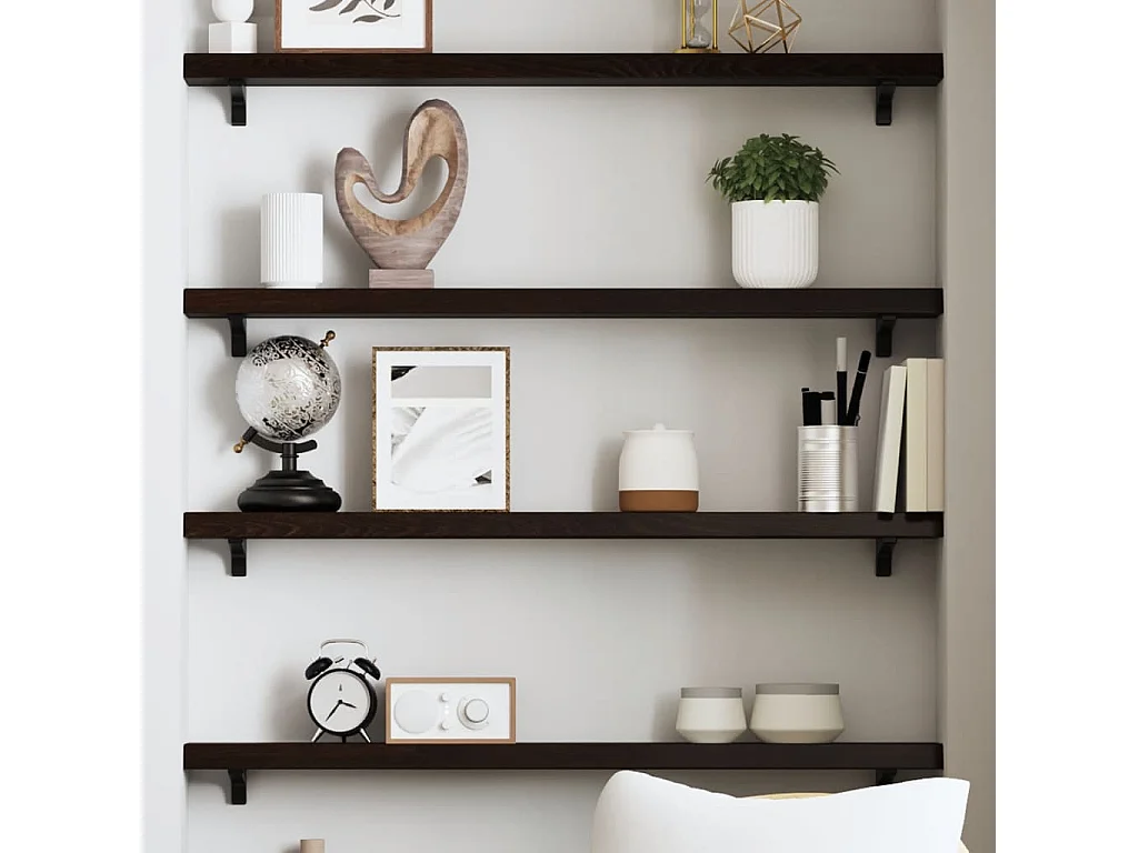 Étagère murale marron foncé 80x10x4 bois chêne massif traité