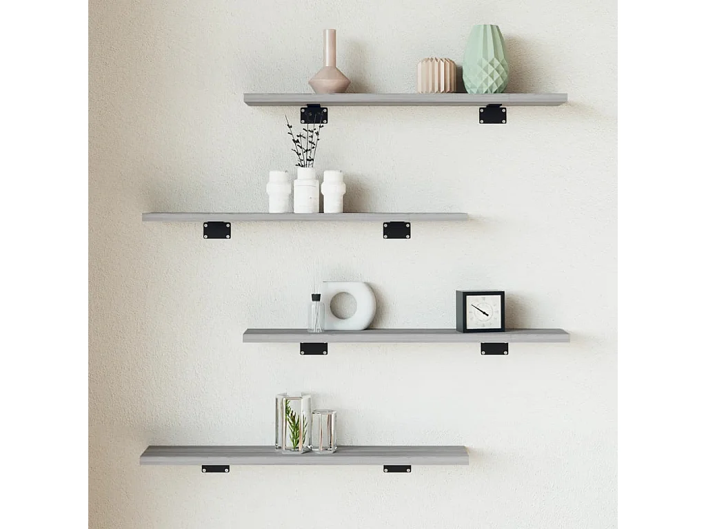 Étagères murales 4 pcs sonoma gris 60x10x1,5 bois ingénierie