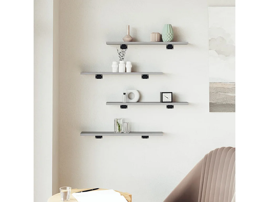 Étagères murales 4 pcs sonoma gris 60x10x1,5 bois ingénierie