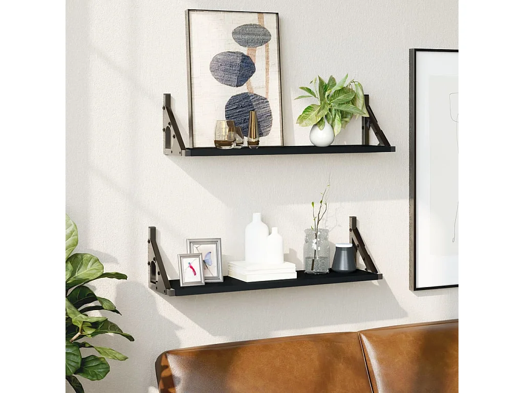 Wandschappen 2 st 60x15x15,5 cm zwart