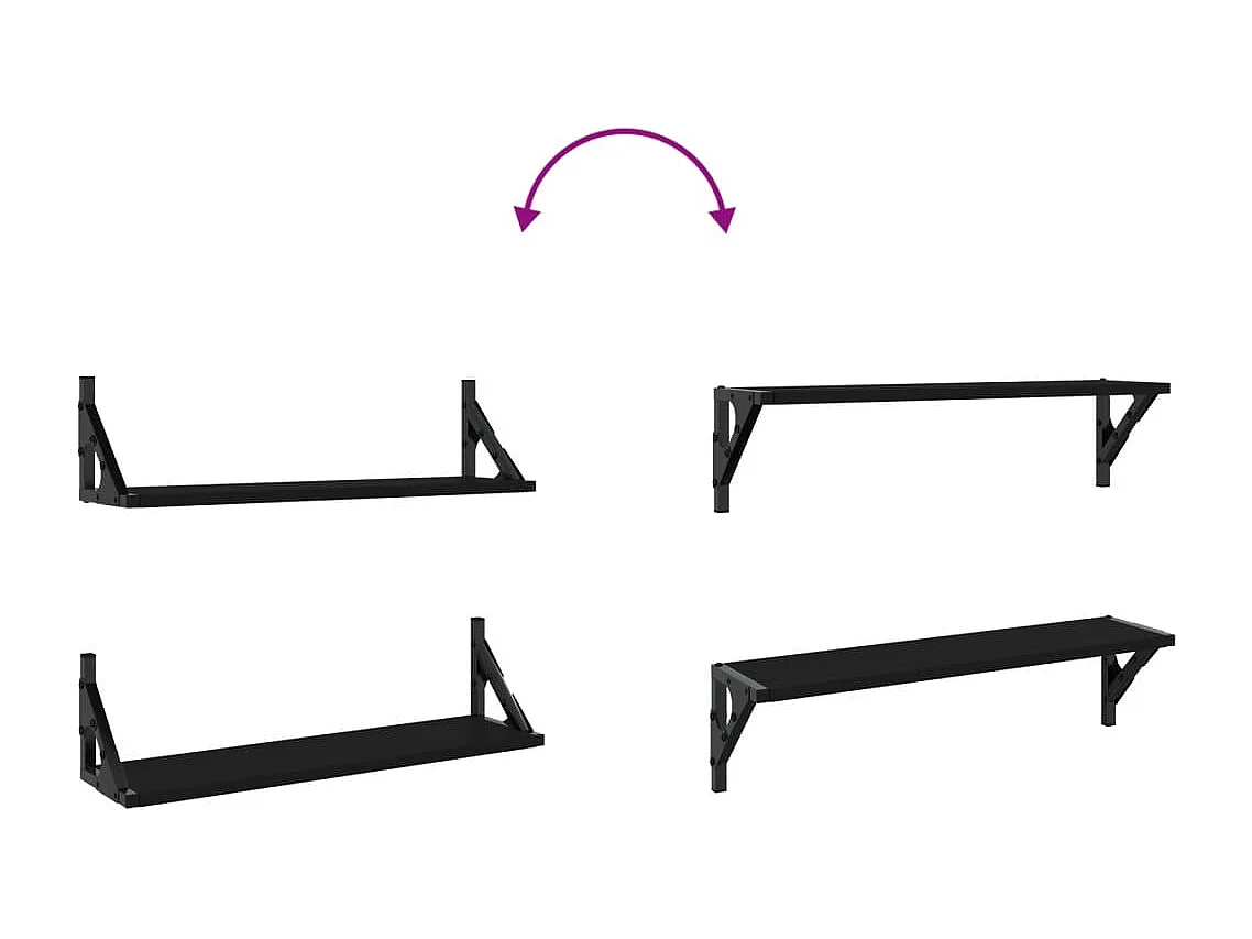 Wandschappen 2 st 60x15x15,5 cm zwart