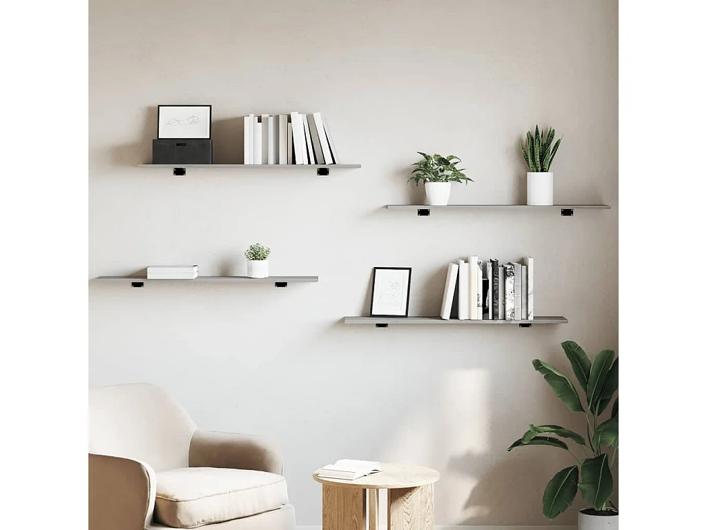 Étagères murales 4 pcs sonoma gris 100x20x1,5 bois ingénierie