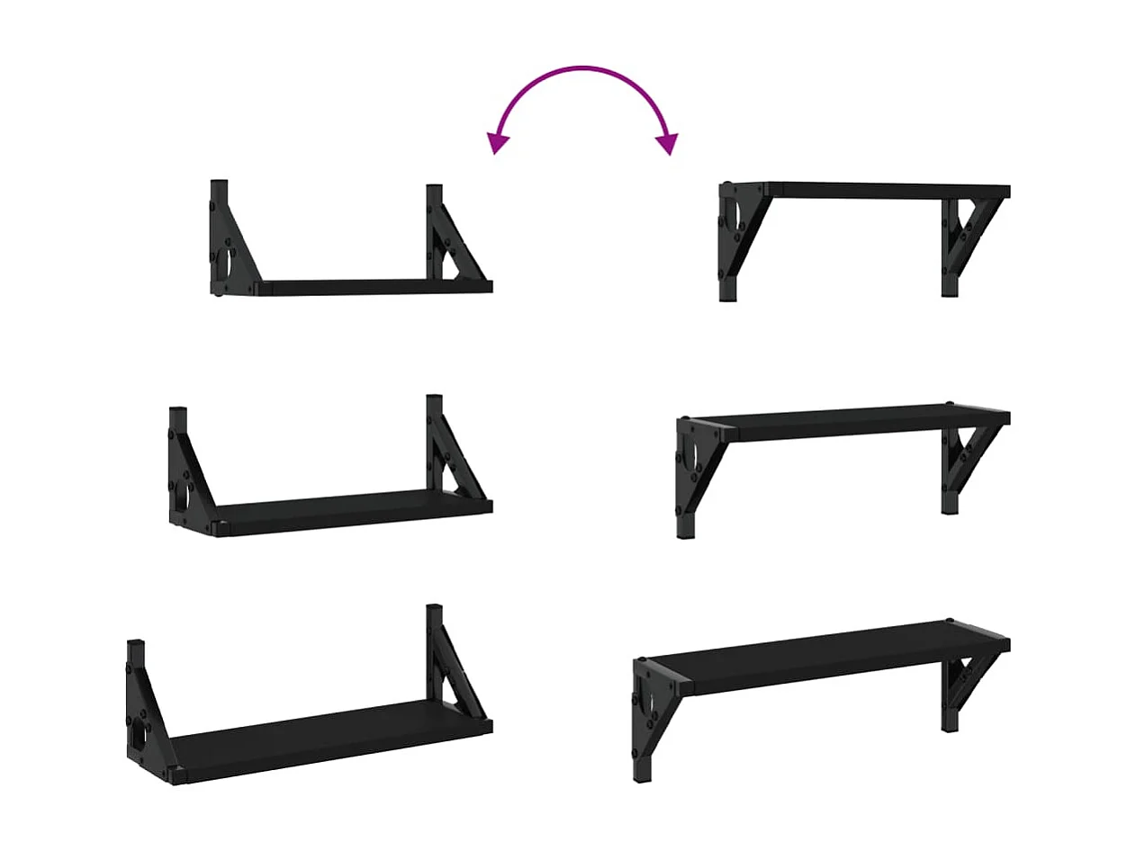 Ensemble d'étagères murales 3 pcs noir bois d'ingénierie