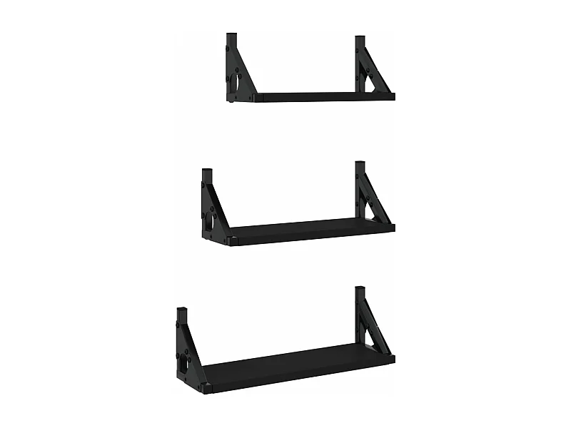 Ensemble d'étagères murales 3 pcs noir bois d'ingénierie