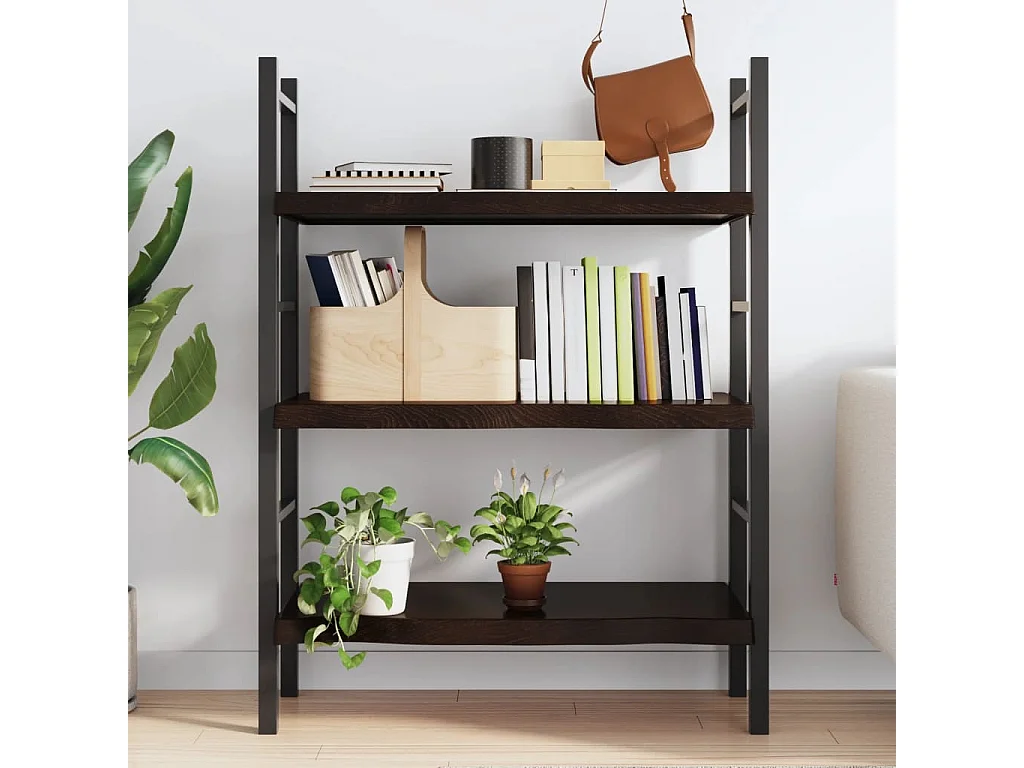 Étagère murale marron foncé bois chêne massif traité