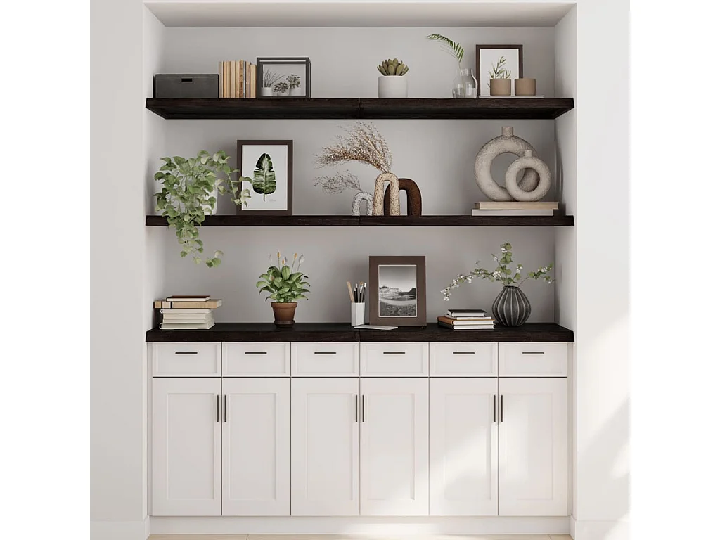 Étagère murale marron foncé bois chêne massif traité