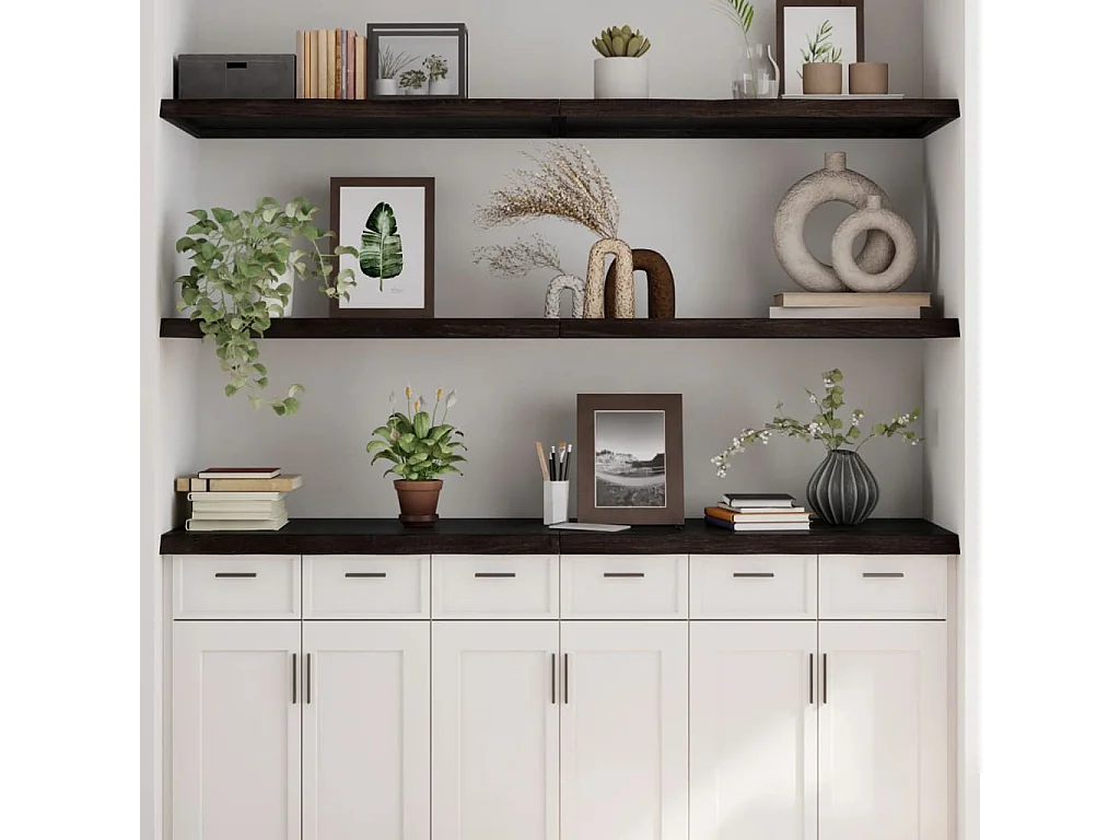 Étagère murale marron foncé bois chêne massif traité