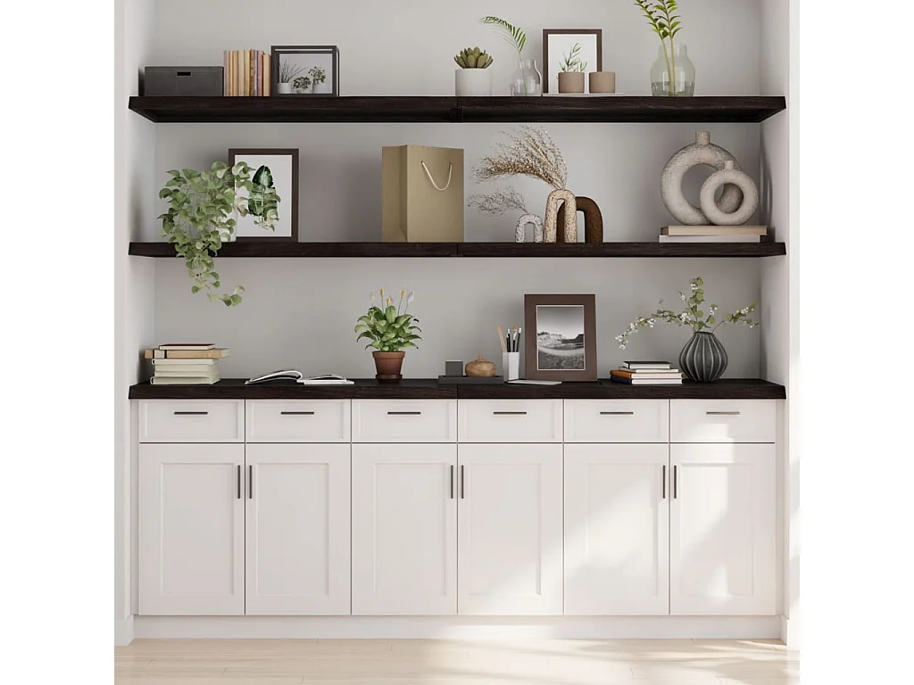 Étagère murale marron foncé bois chêne massif traité