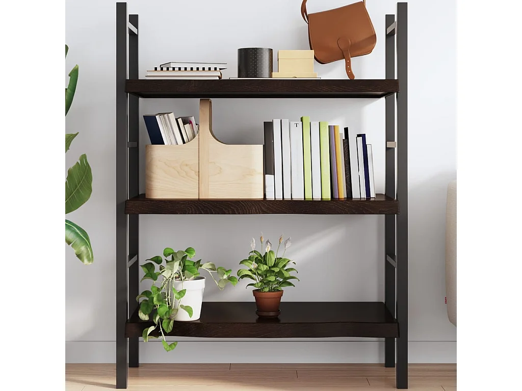 Étagère murale marron foncé bois chêne massif traité