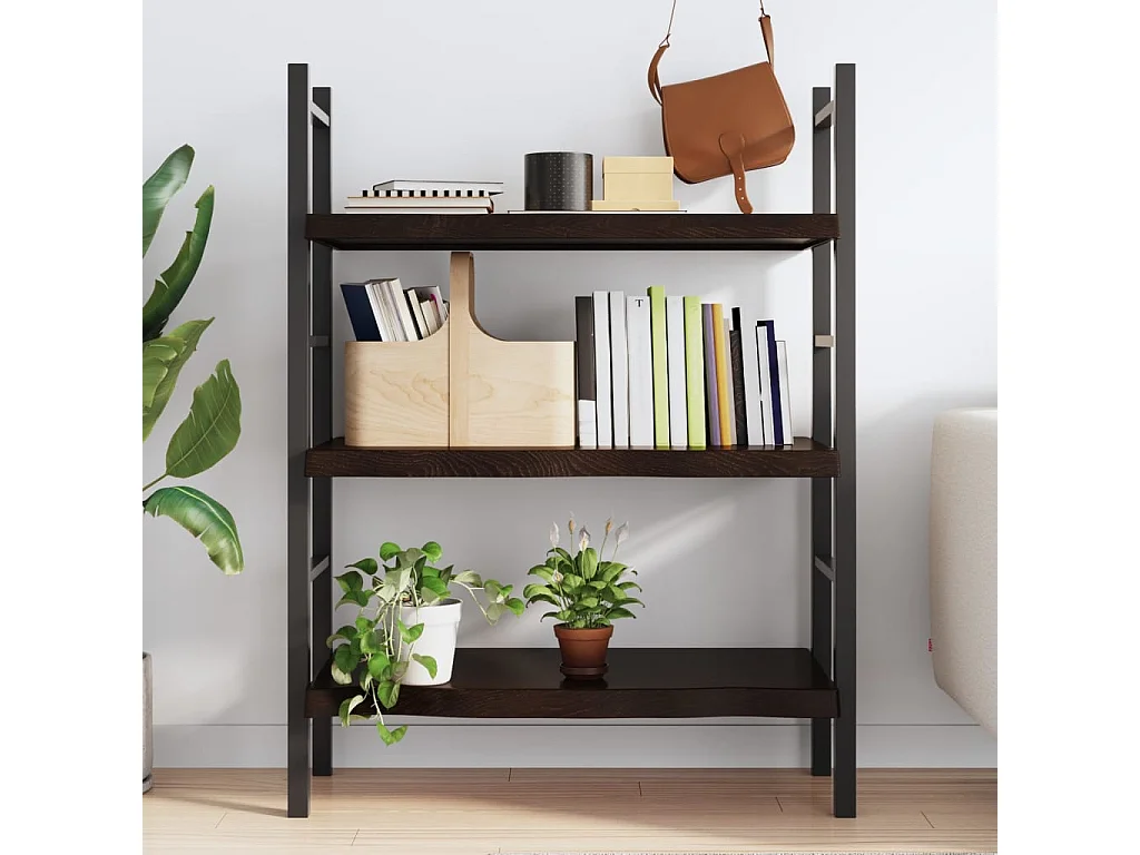 Étagère murale marron foncé bois chêne massif traité