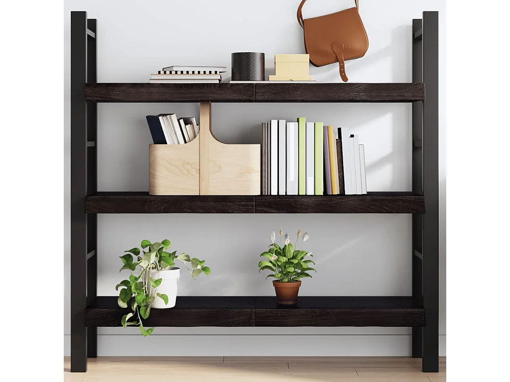 Étagère murale marron foncé bois chêne massif traité