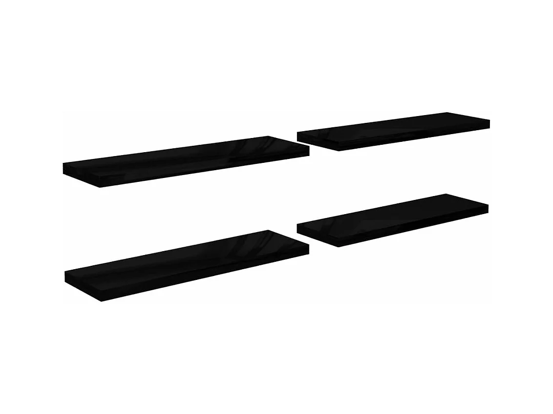 Wandschappen zwevend 4 st 120x23,5x3,8 cm MDF hoogglans zwart