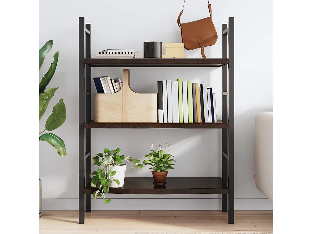 Étagère murale marron foncé bois chêne massif traité