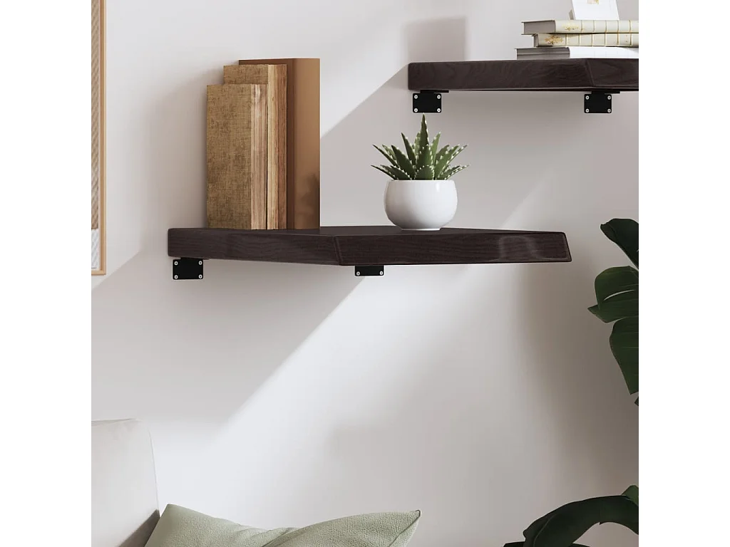 Étagère murale marron foncé bois chêne massif traité
