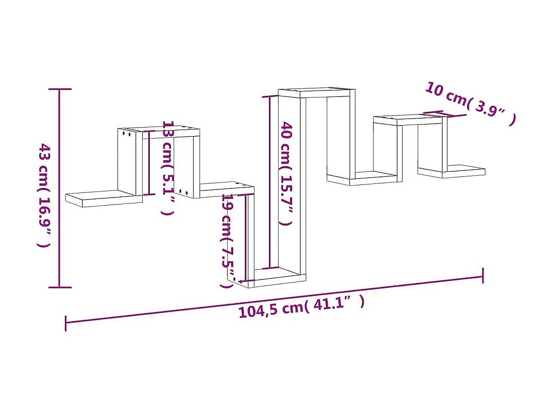 Étagère murale chêne marron 104,5x10x43 bois d'ingénierie