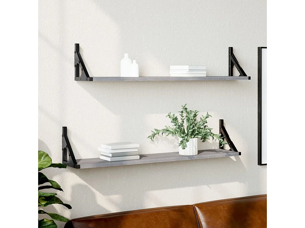Étagères murales 2pcs Sonoma gris 80x15x15,5 Bois ingénierie