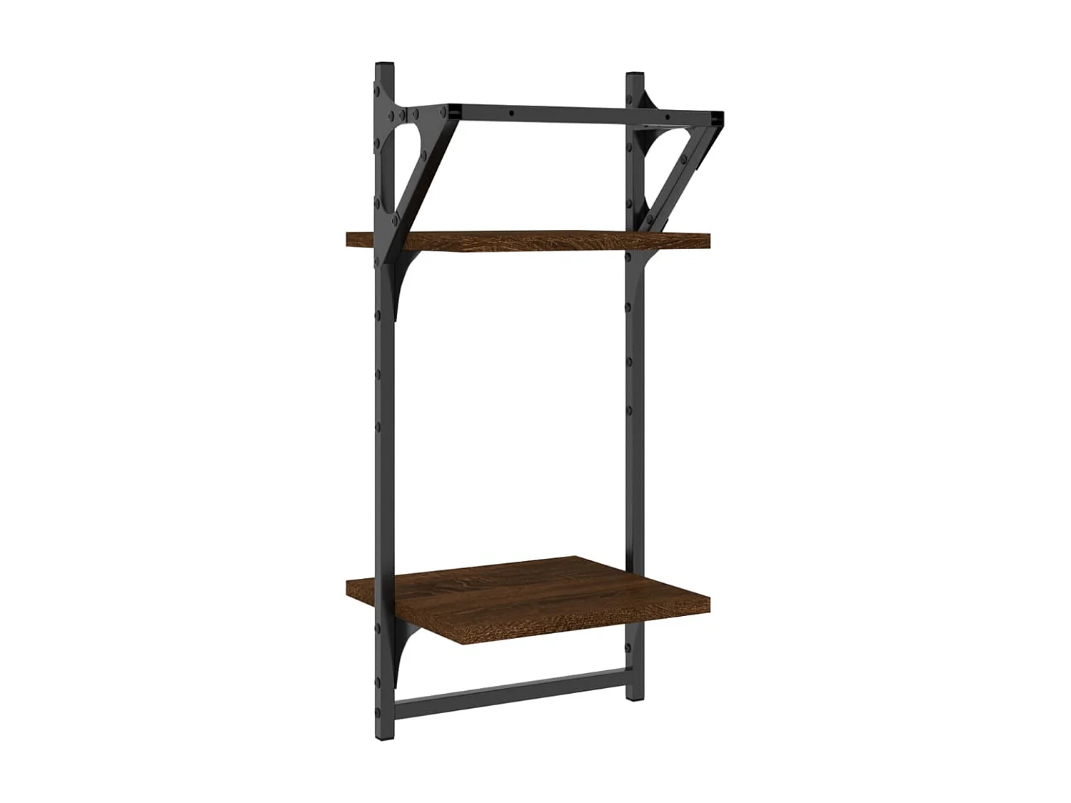 Étagères murales à 2 niveaux avec barres 2 pcs chêne marron