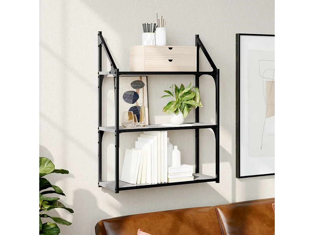 Étagère murale 3 niveaux sonoma gris 60x21x78,5