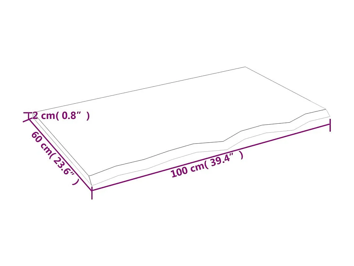 Étagère murale 100x60x2 bois de chêne massif non traité