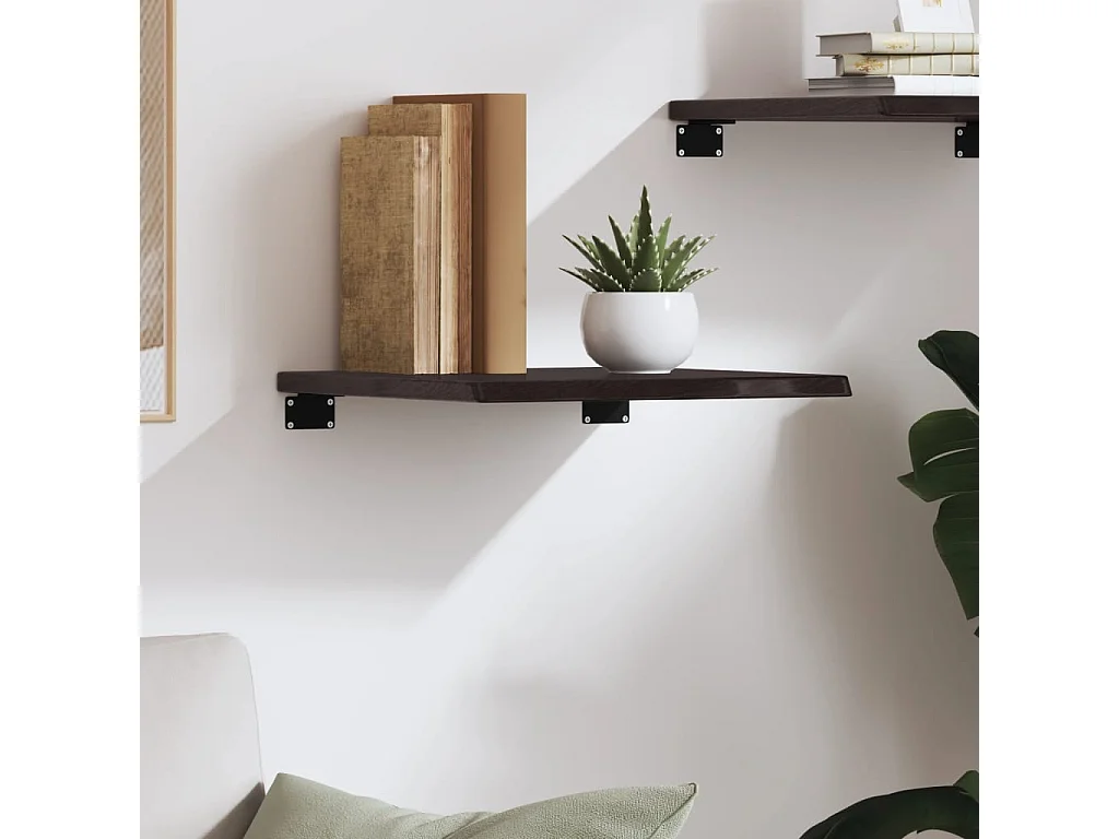 Étagère murale marron foncé 40x40x2 bois chêne massif traité