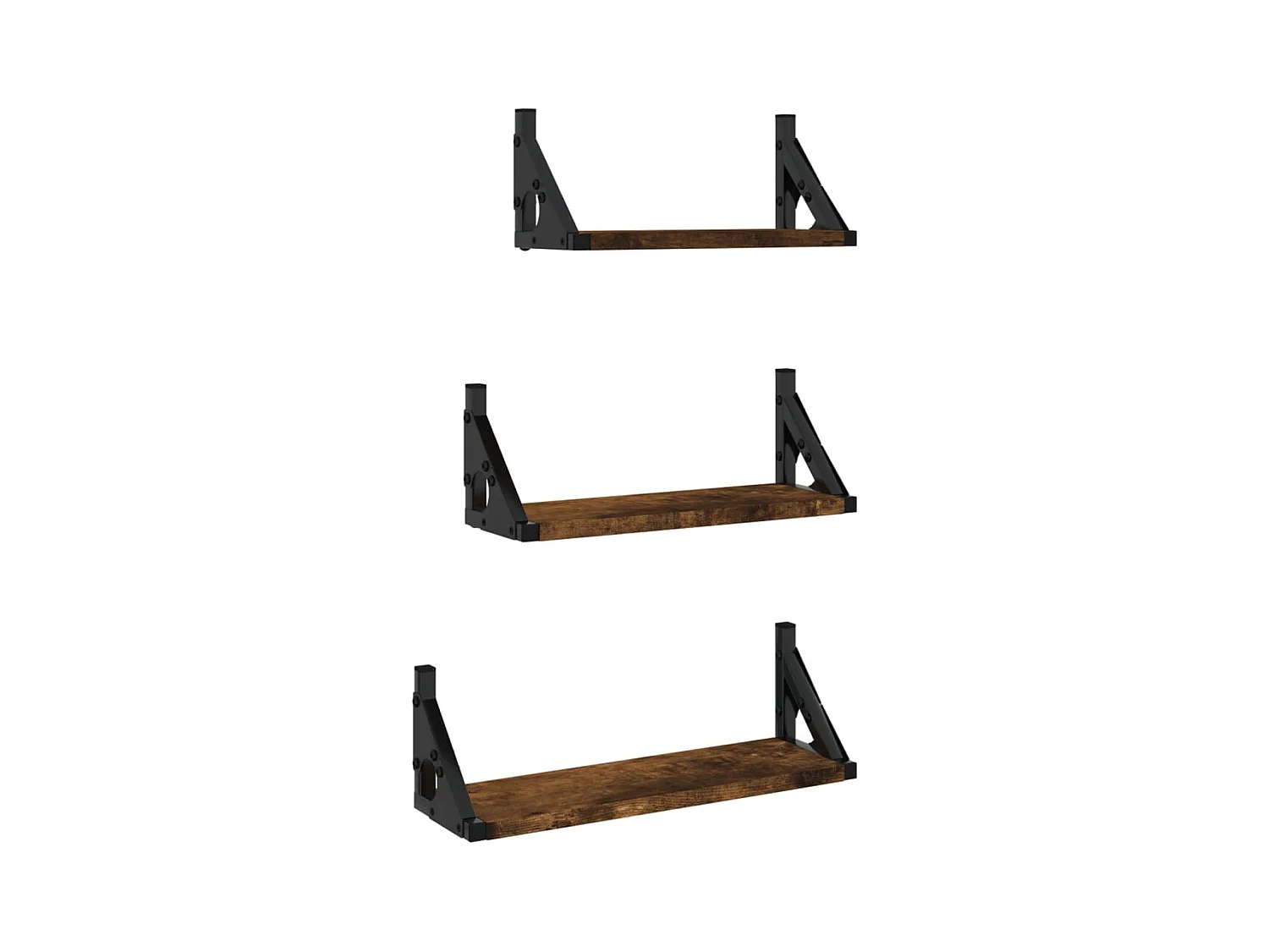 Ensemble d'étagères murales 3 pcs chêne fumé bois d'ingénierie
