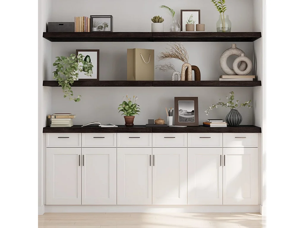 Étagère murale marron foncé bois chêne massif traité