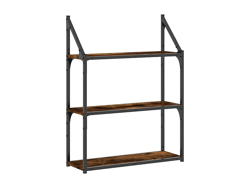 Étagère murale 3 niveaux chêne fumé 60x21x78,5
