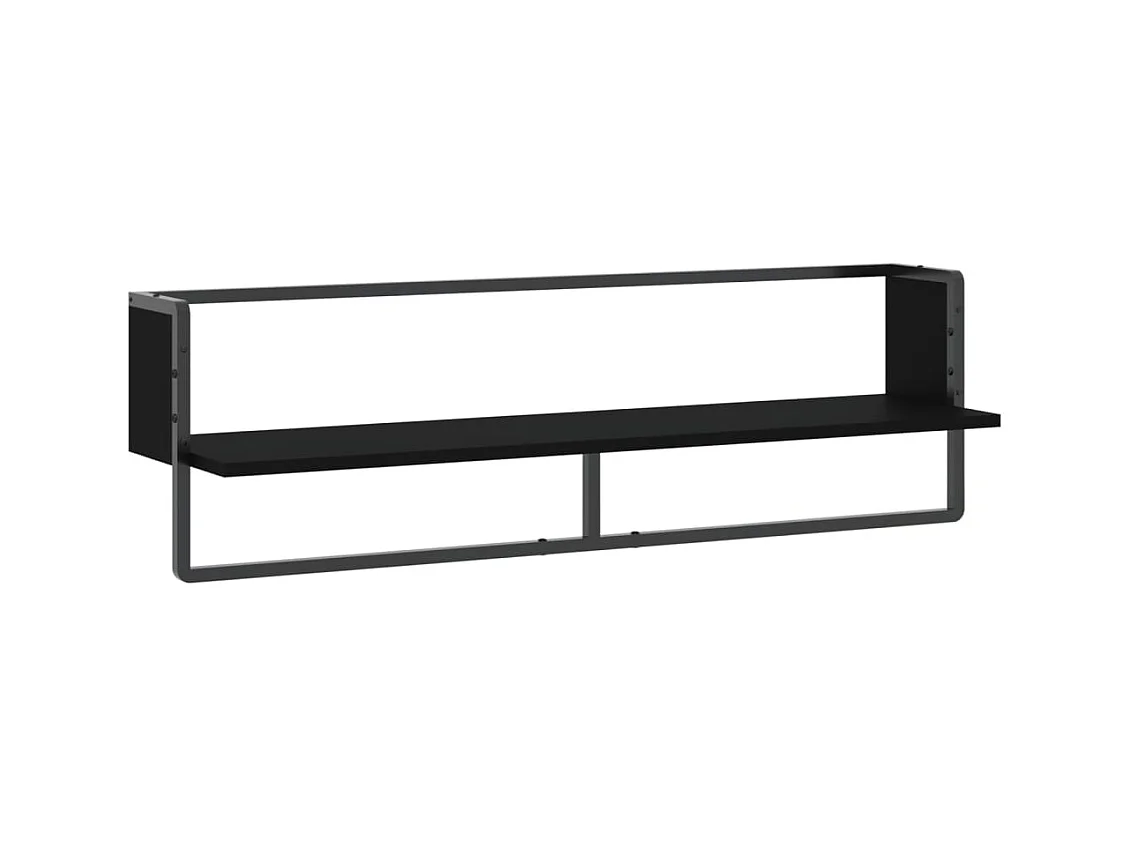 Étagère murale avec barre noir 100x25x30