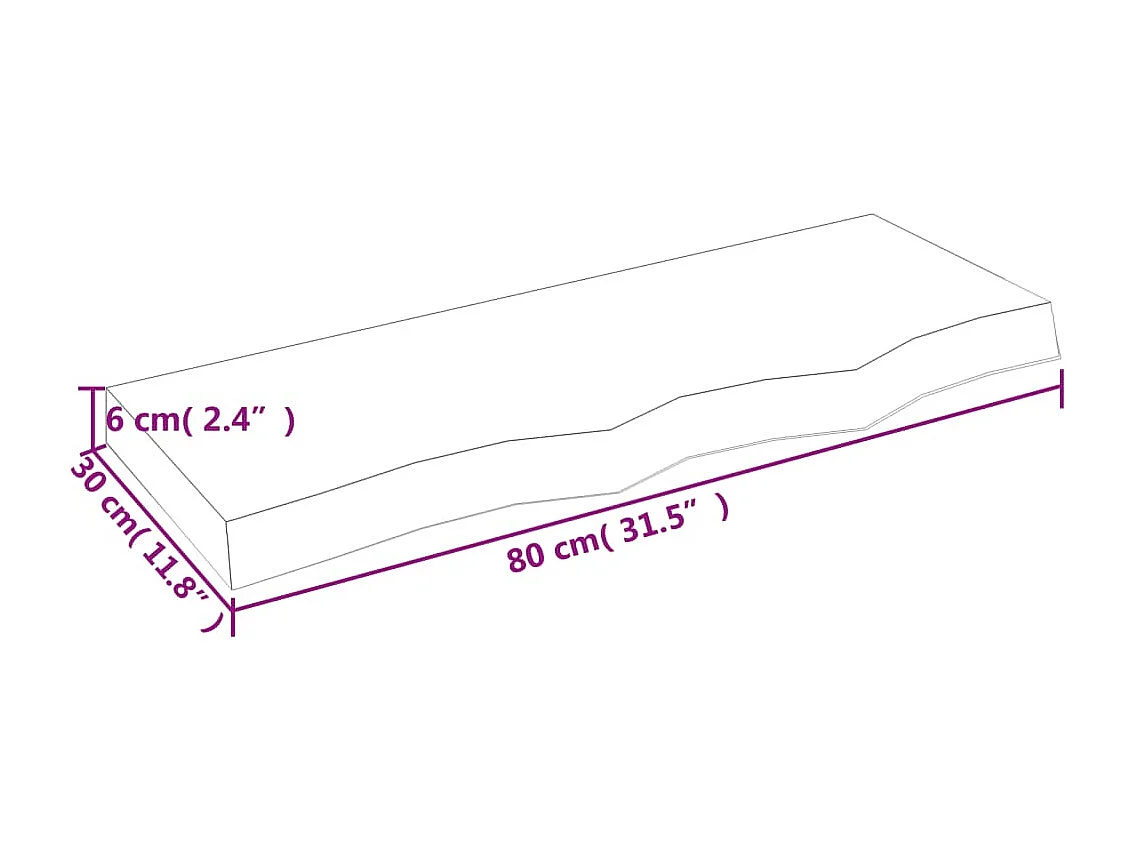 Étagère murale marron clair bois chêne massif traité