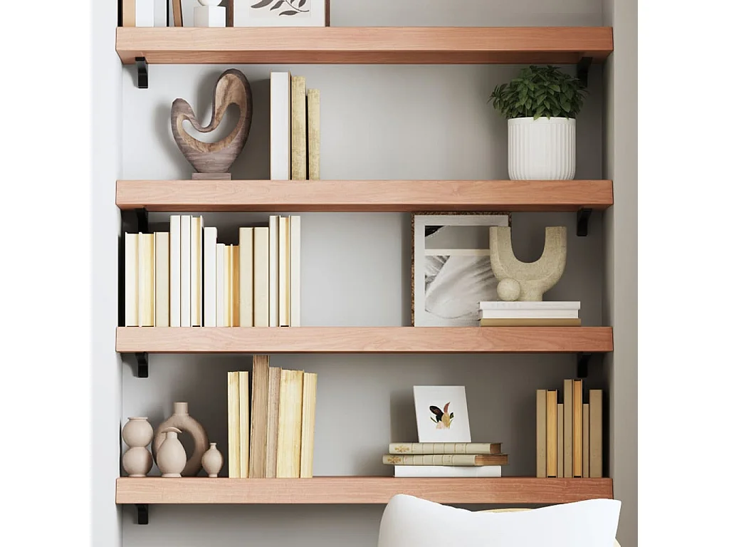 Étagère murale marron clair bois chêne massif traité