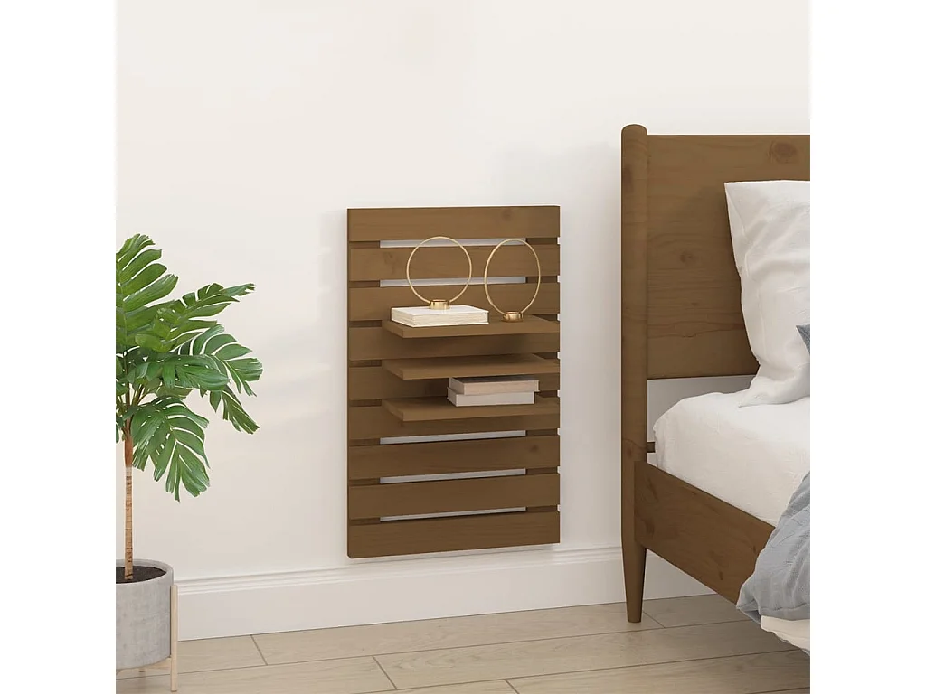 Étagères de chevet murales 2 pcs Marron miel Bois de pin massif