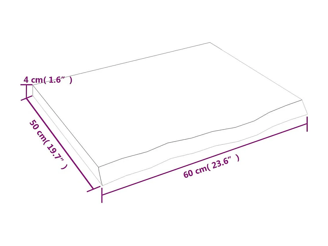 Wandschap 60x50x(2-4)cm behandeld massief eikenhout donkerbruin