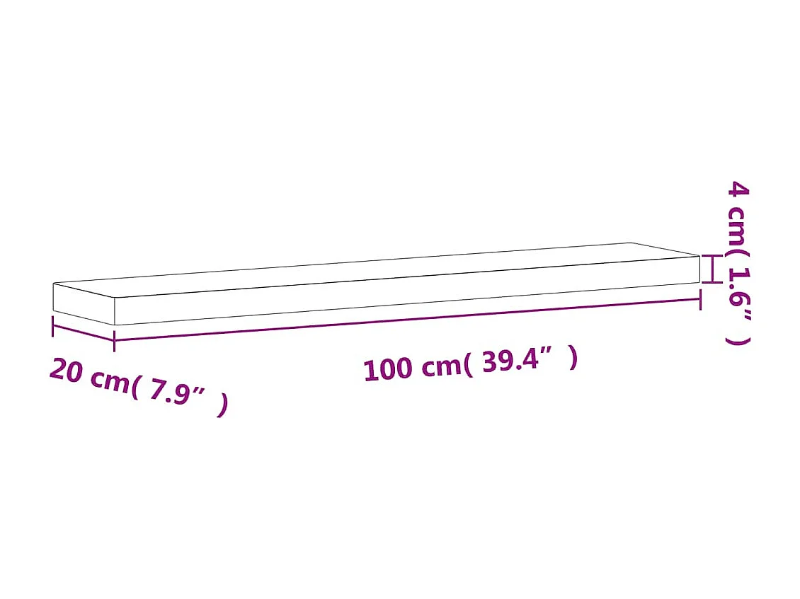 Étagère murale 100x20x4 bois massif de hêtre