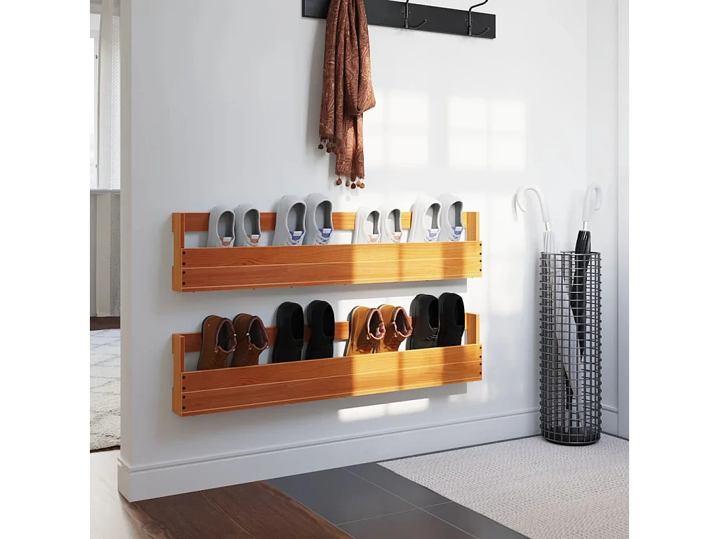 Étagères à chaussures murales 2 pcs marron 110x8,5x23,5