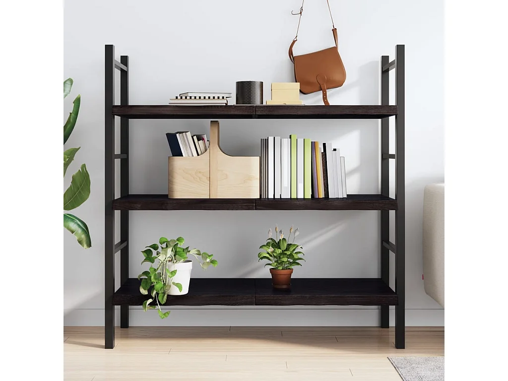 Étagère murale marron foncé bois chêne massif traité