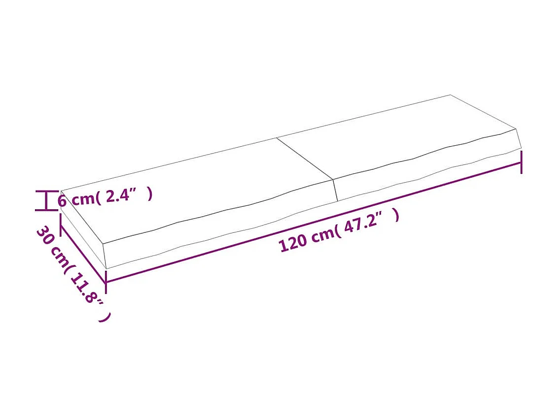 Étagère murale marron clair bois chêne massif traité