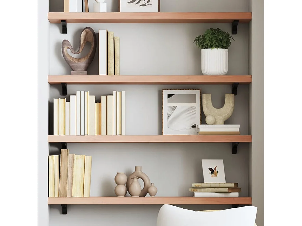 Étagère murale marron clair 80x20x4 bois chêne massif traité