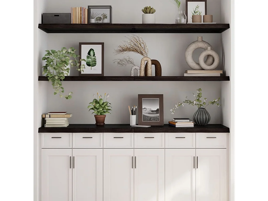 Étagère murale marron foncé bois chêne massif traité