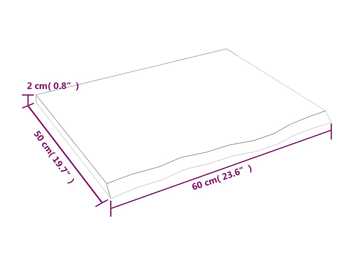 Étagère murale marron clair 60x50x2 bois chêne massif traité
