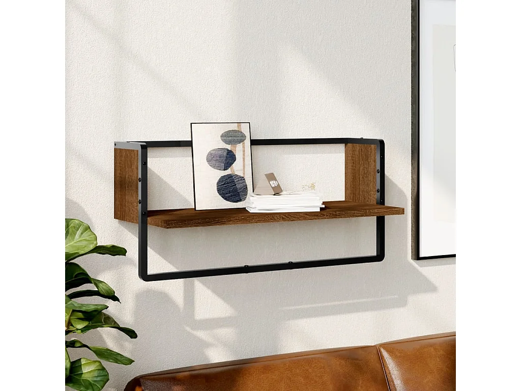 Étagère murale avec barre chêne marron 65x25x30