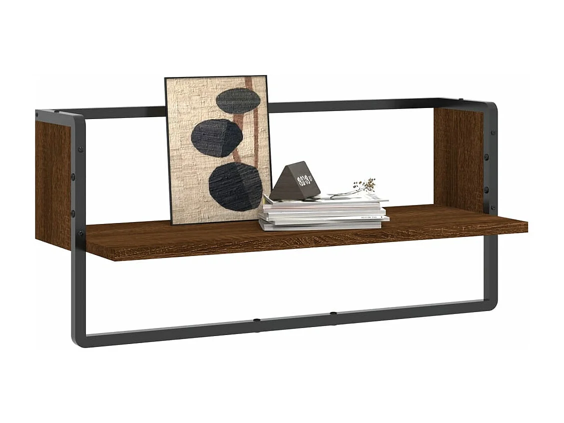 Étagère murale avec barre chêne marron 65x25x30