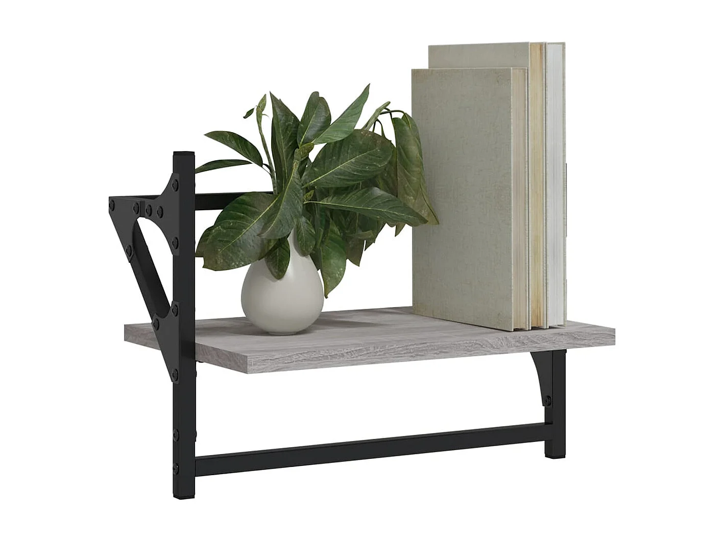 Étagères murales avec barres 2 pcs sonoma gris 40x25x30