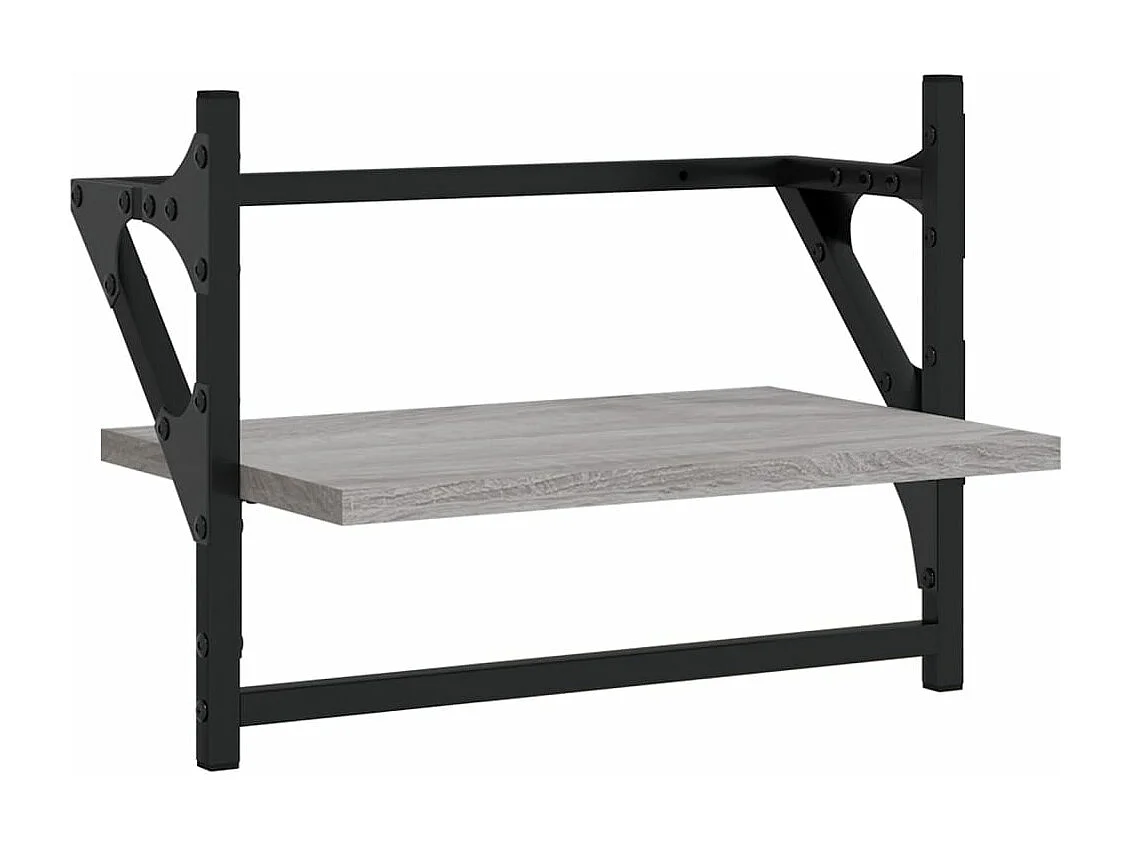 Étagères murales avec barres 2 pcs sonoma gris 40x25x30