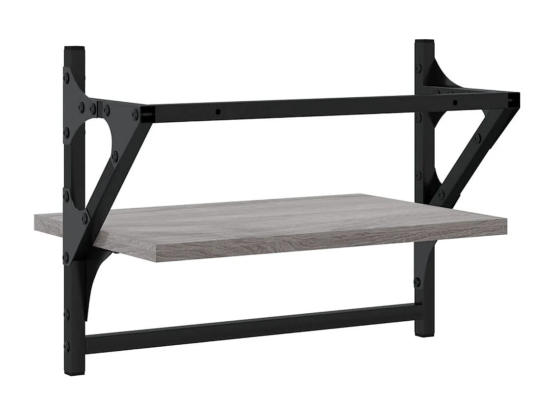Étagères murales avec barres 2 pcs sonoma gris 40x25x30